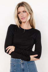 Menka Ribbed Top | Black